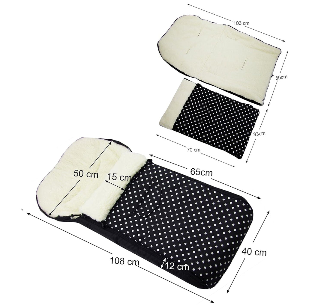 universaler Winterfusssack (108cm), auch geeignet für Babyschale, Kinderwagen, Buggy, aus Wolle DESI