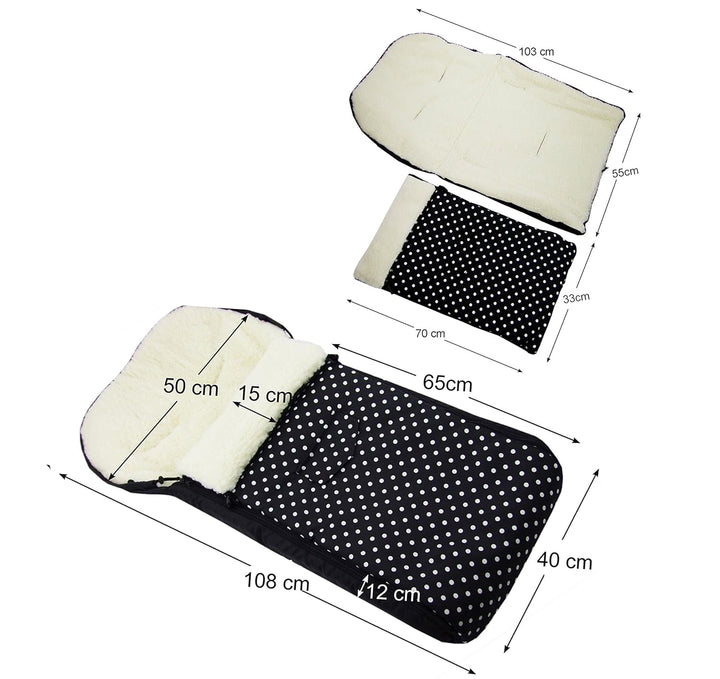 universaler Winterfusssack (108cm), auch geeignet für Babyschale, Kinderwagen, Buggy, aus Wolle DESI