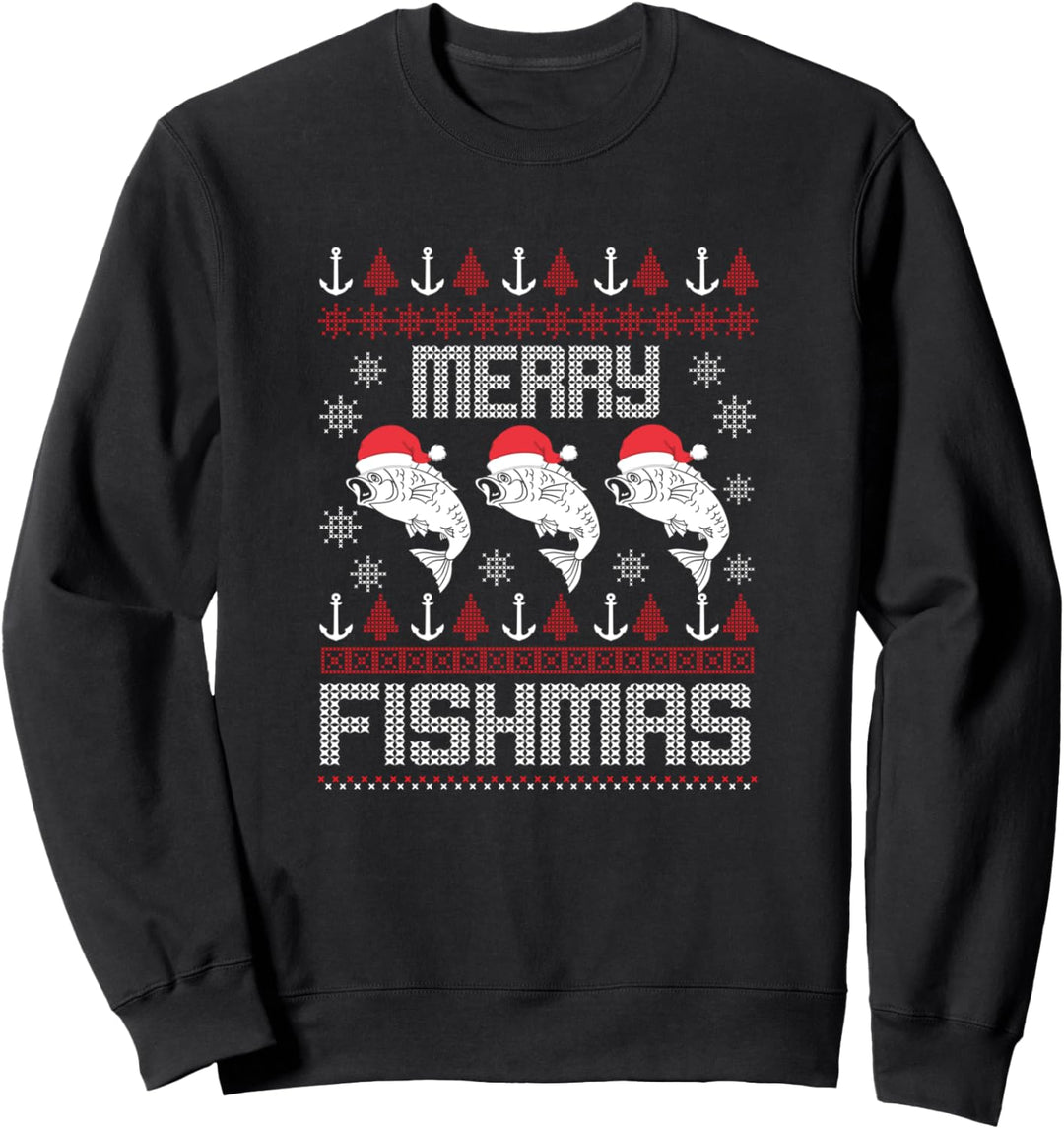 Frohe Fishmas Fishmas Fishing Weihnachten Lustiges Weihnachten Sweatshirt