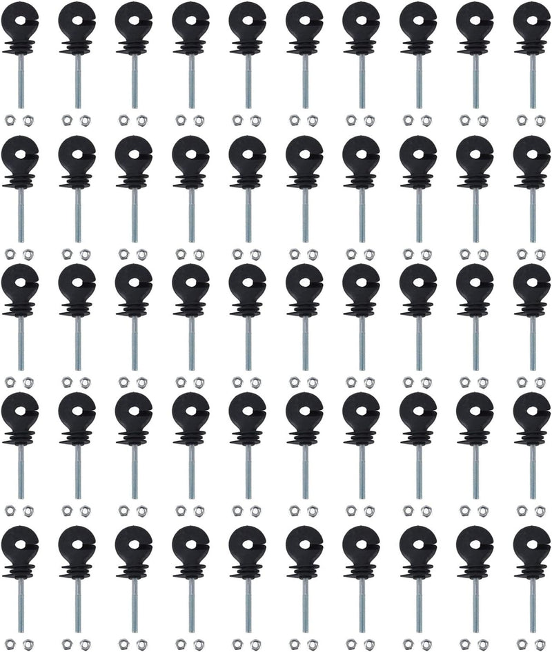 Zerodis 50 Stück Elektrozaun Isolator, Schraubisolator Zaunringpfosten Holzpfostenisolator, Gittersy