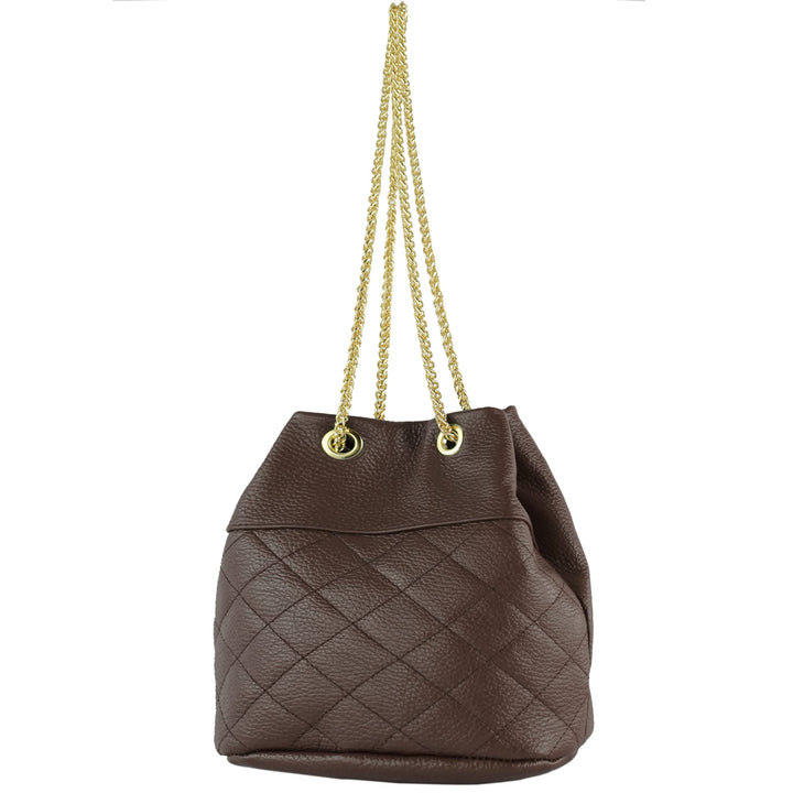 modamoda de - T245 - ital. Leder Damentasche Klein Small Dark Chocolate, Dark Chocolate