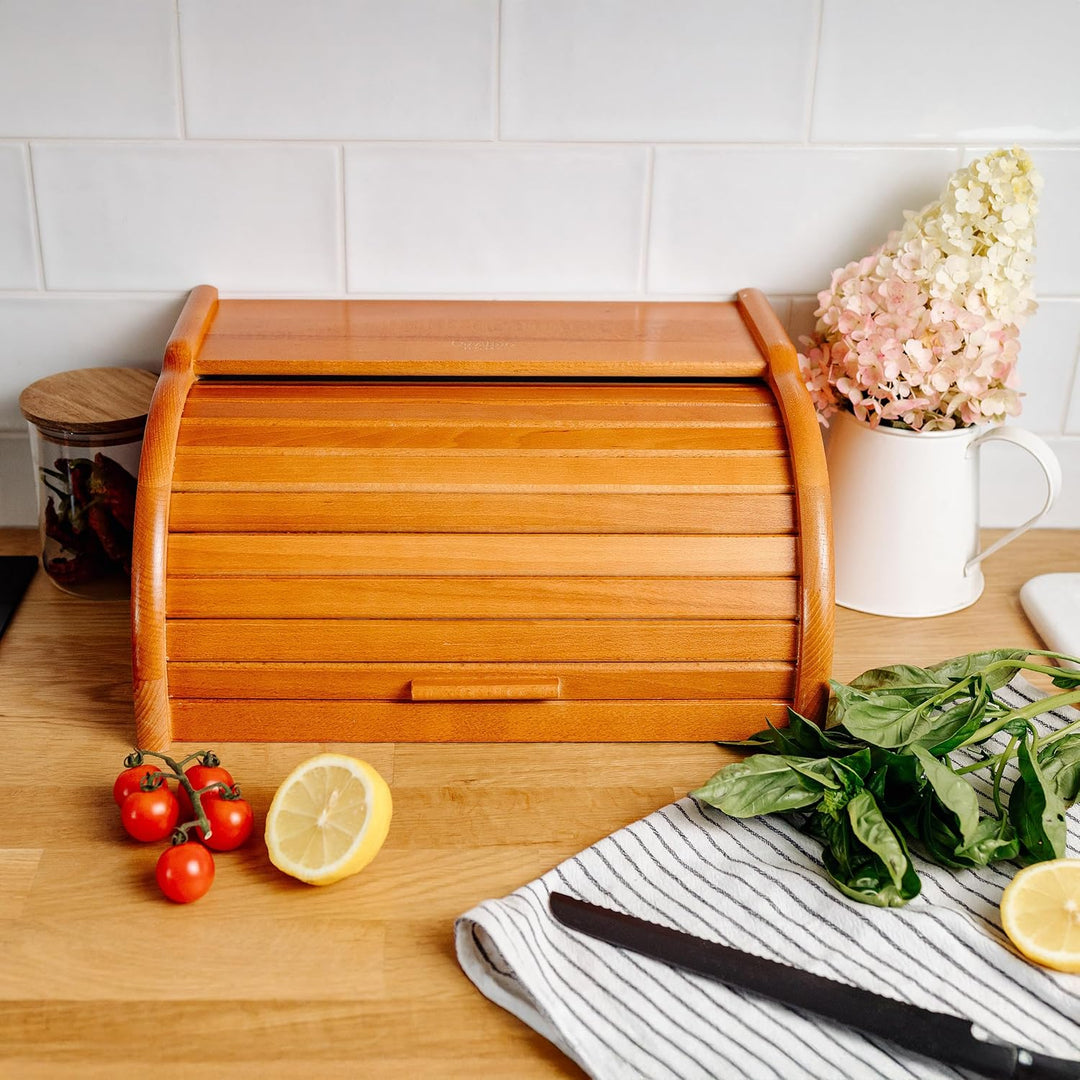 Creative Home Erle Brotkasten Holz | 38 x 28,5 x 17,5cm (+/-1cm) | Perfekte BrotBox für Brot Brötche