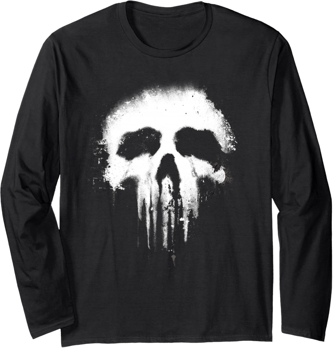 Marvel The Punisher Scary Grungy Skull Logo Langarmshirt