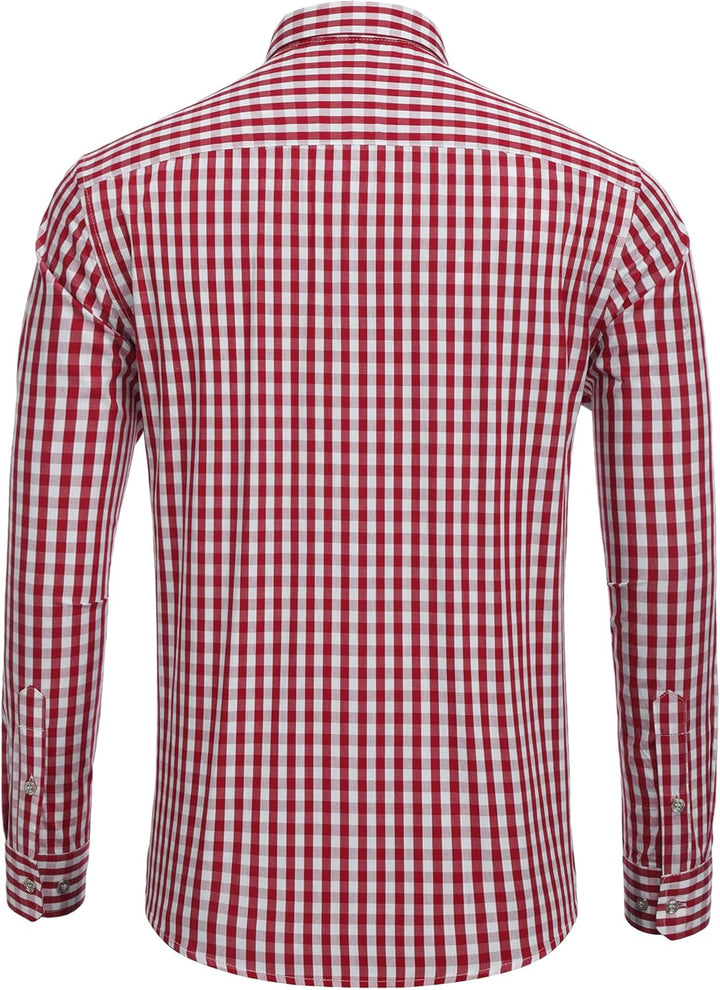 COOFANDY Kariertes Hemd Herren Langarm Trachtenhemd Oktoberfest Hemd Freizeithemd Karohemden Herrenh