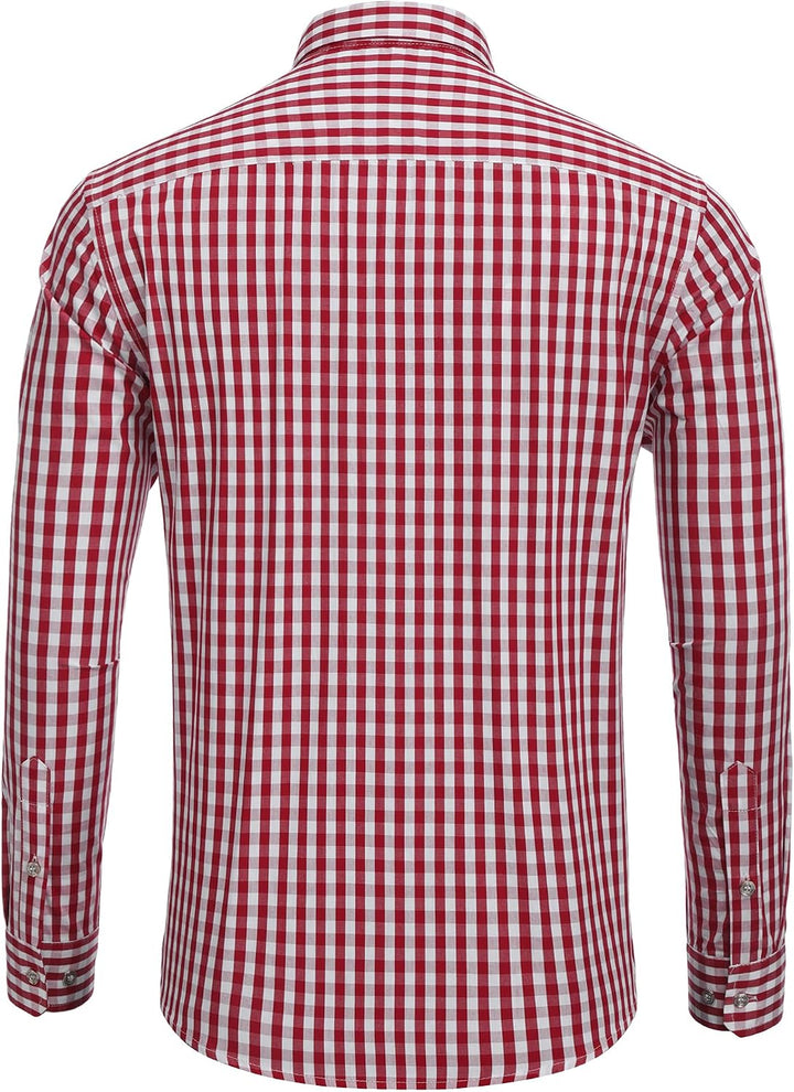 COOFANDY Hemd Herren Langarm Trachtenhemd Kariertes Oktoberfest Hemd Freizeithemd Karohemden Herrenh