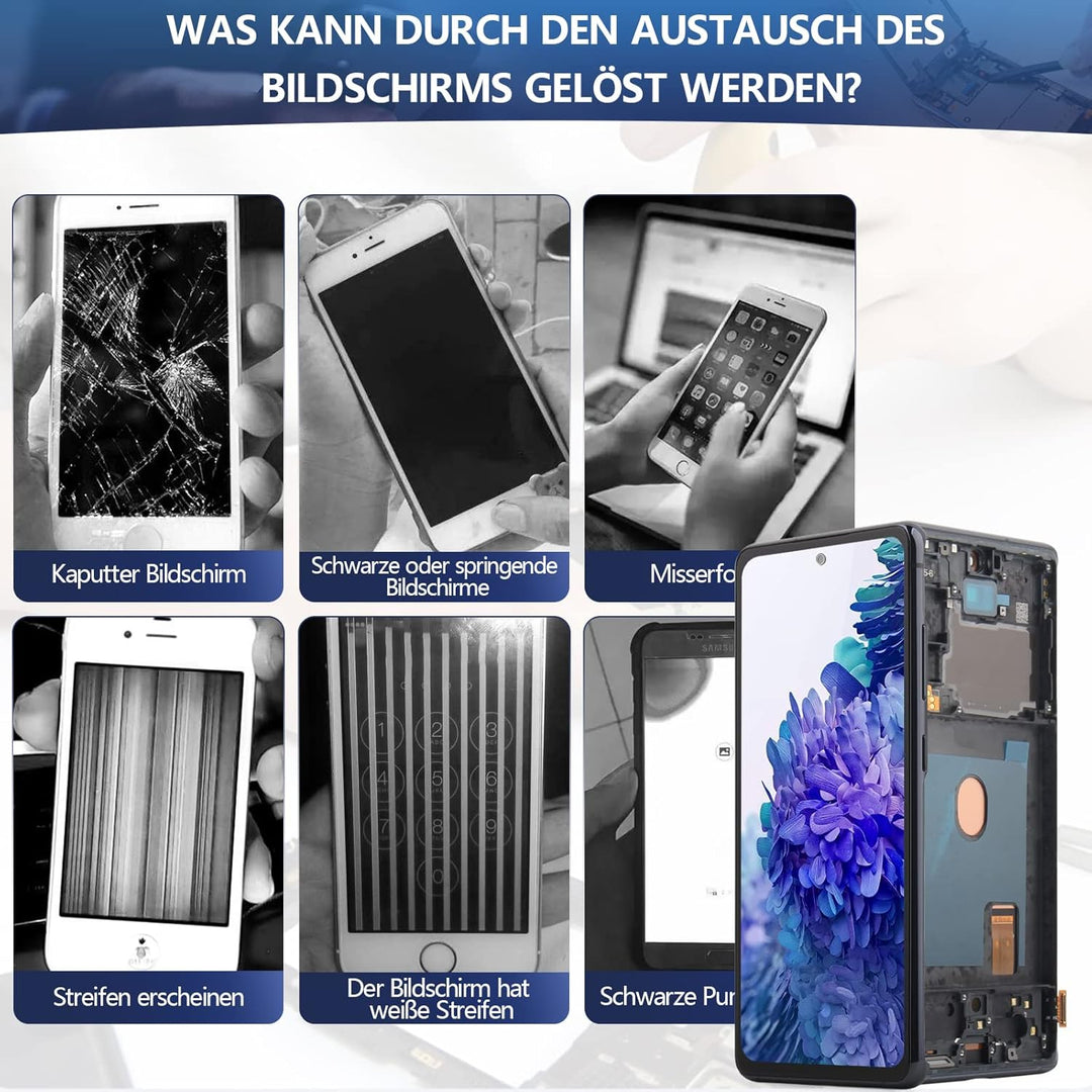RongZy AMOLED Display für Samsung Galaxy S20 FE/S20 FE 5G LCD Bildschirmersatz Digitizer Touchscreen