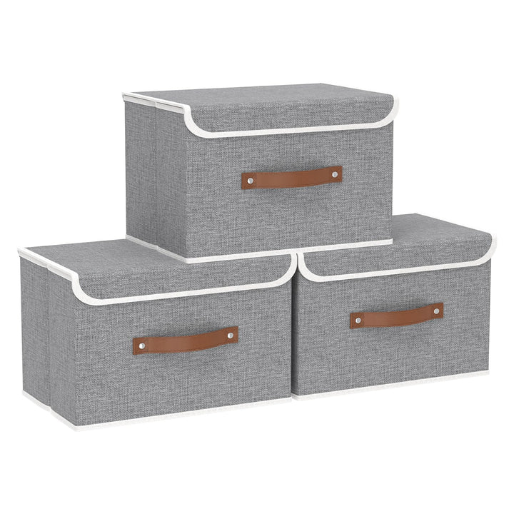 Yawinhe 3 Stück Aufbewahrungsbox aus Stoff, Faltbare Stoffboxen, Waschbare, für Schlafzimmer, Kleide