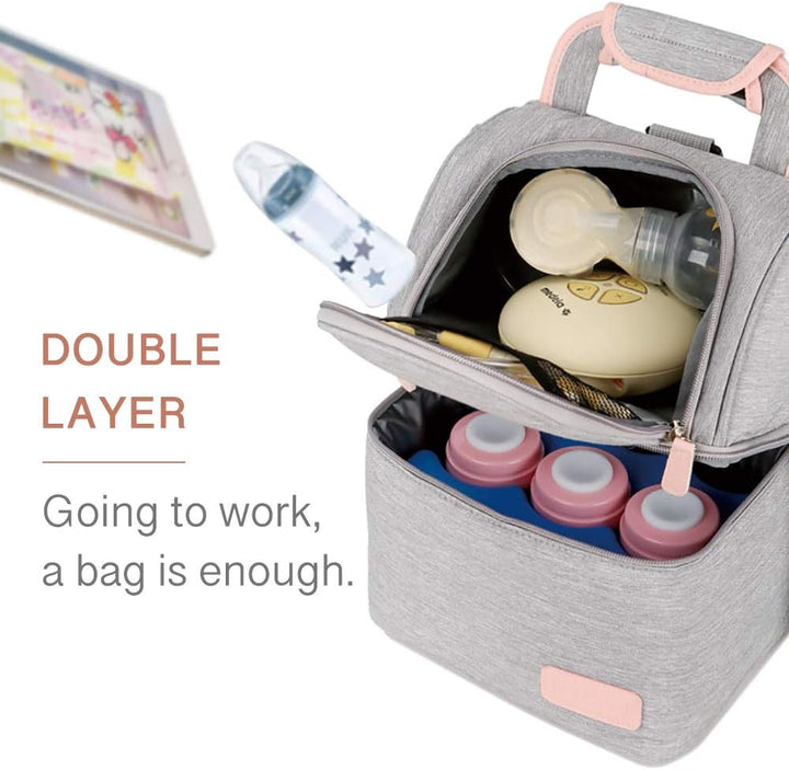 Rufun Isolierte Tasche für Brustmilch Lunch Kühler Wärmender Rucksack Wasserdicht, 2 Eisbeutel inklu