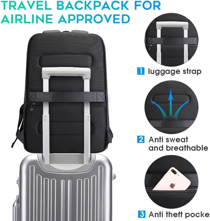 BANGE Business-Smart-Rucksack, wasserdicht, 39,6 cm (15,6 Zoll), Laptop-Rucksack mit USB-Ladeanschlu
