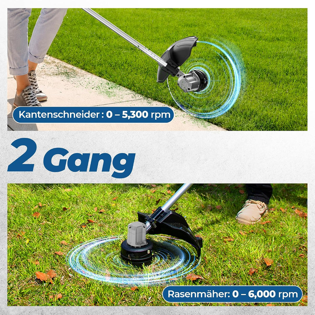 Dong Cheng Akku Rasentrimmer & Kantenschneider 40V, 33cm Schnittbreite | TIPP-Automatik, 2x2,0Ah Akk