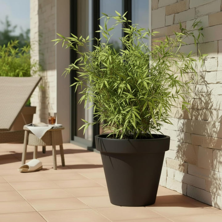 Spetebo Kunststoff Pflanzkübel L gross - 48 cm/anthrazit - Blumenkübel rund für Aussen und Innen - G
