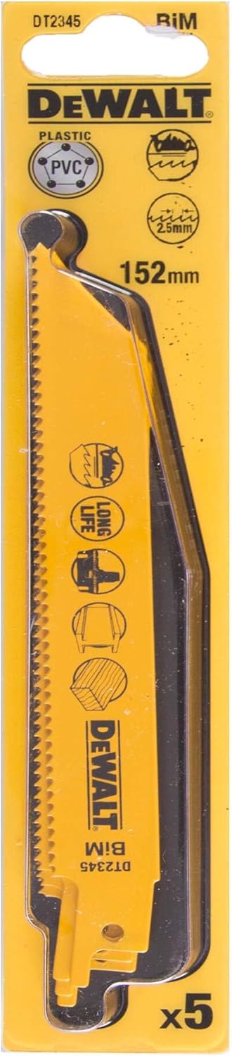 DEWALT DT2345-QZ Bimetall-Säbelsägeblatt Akku 152 Holz,Alu (5 St.)
