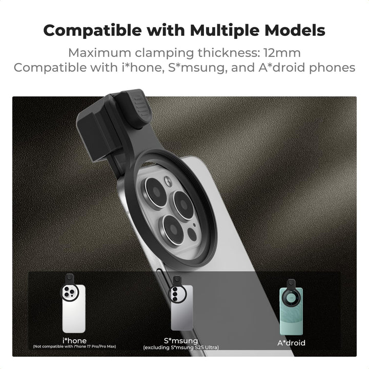 K&amp;F CONCEPT 58mm Universeller Filterclip für Handy mit Druckknopf | kompatibel mit iPhone 16/15/14/1