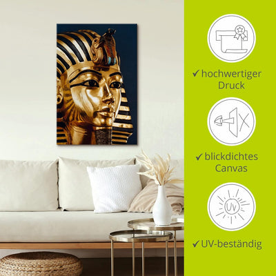 ARTland Leinwandbilder Wandbild Bild auf Leinwand 40 x 60 cm Wanddeko Figur Maske Schmuck Gold Büste