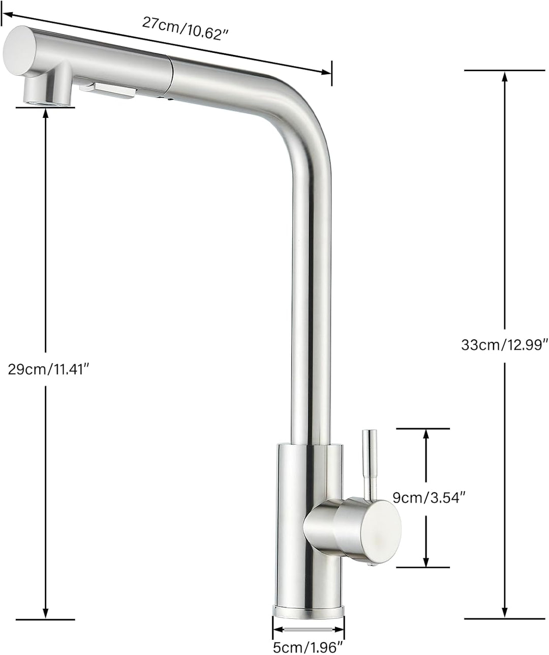 Rozin Wasserhahn Küche Hochdruck Gebürstetes Nickel 360° Drehung Küchenarmatur Ausziehbar Wasserhahn