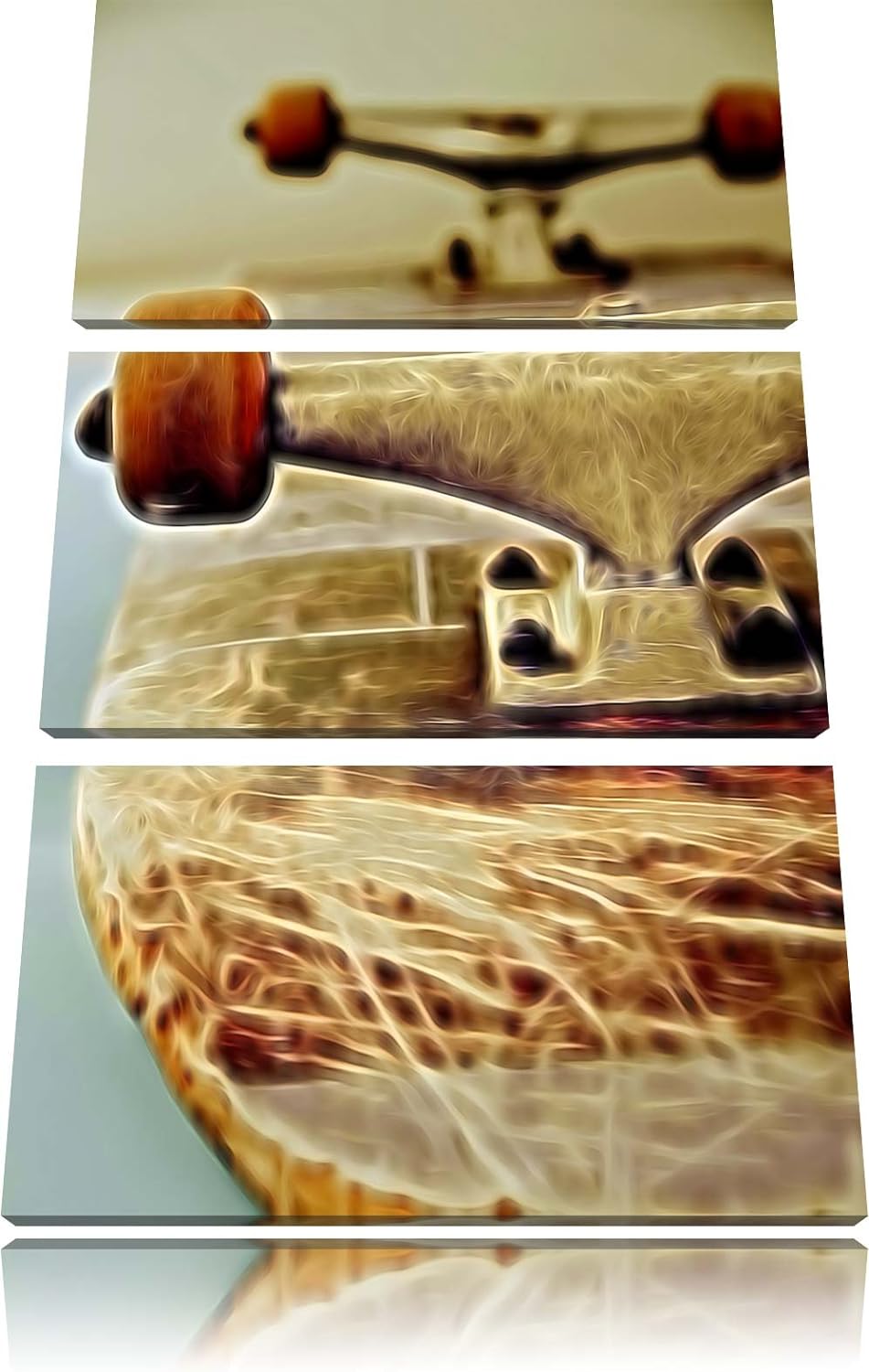 Pixxprint Skateboard als Leinwandbild | Grösse: 3 Teilig (120x80) | Wandbild| Kunstdruck | fertig be