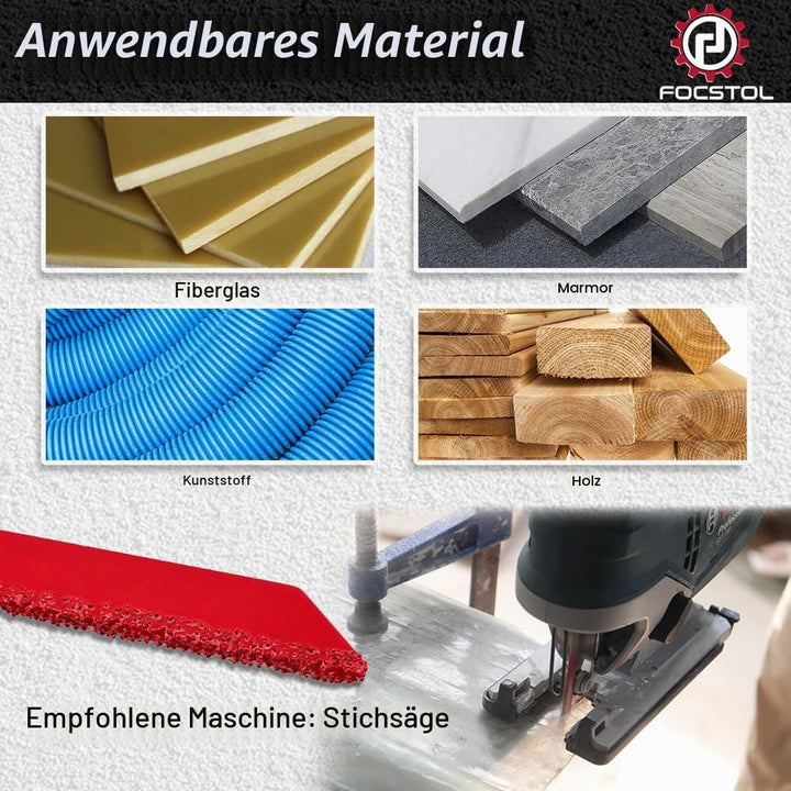 FOCSTOL Diamant-Stichsägeblatt - 3 Stück 100mm Trennscheibe mit T-Schaft für Fiberglas Marmor Kunsts