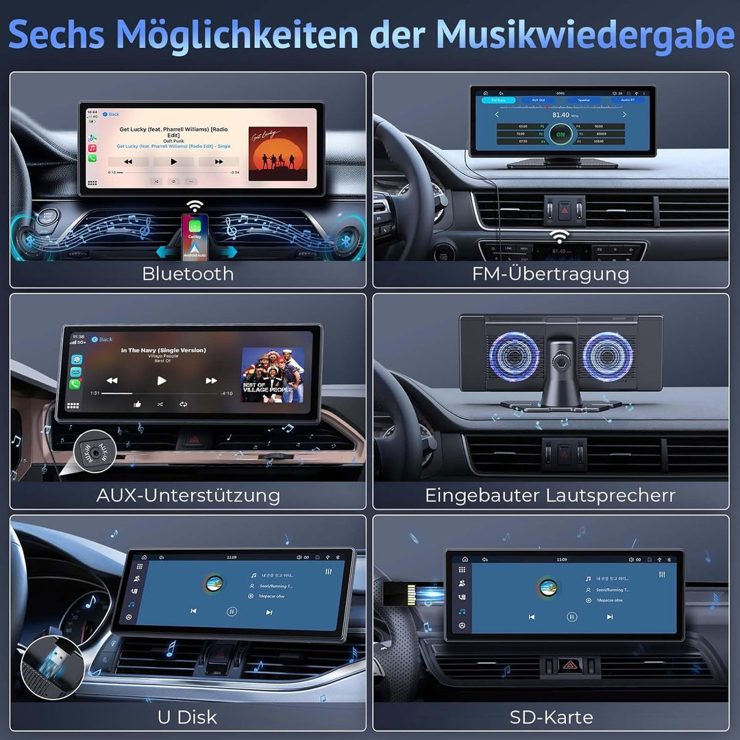 10.26 Zoll CarPlay Display kompatibel mit Apple CarPlay & Android Auto,IPS Car Play Display mit 1080