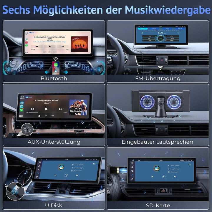 10.26 Zoll CarPlay Display kompatibel mit Apple CarPlay & Android Auto,IPS Car Play Display mit 1080