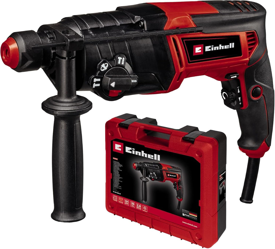 Einhell Bohrhammer TC-RH 800 4F (800 W, 2.6 Joule, Bohren + Hammerbohren + Meisseln mit/ohne Fixieru