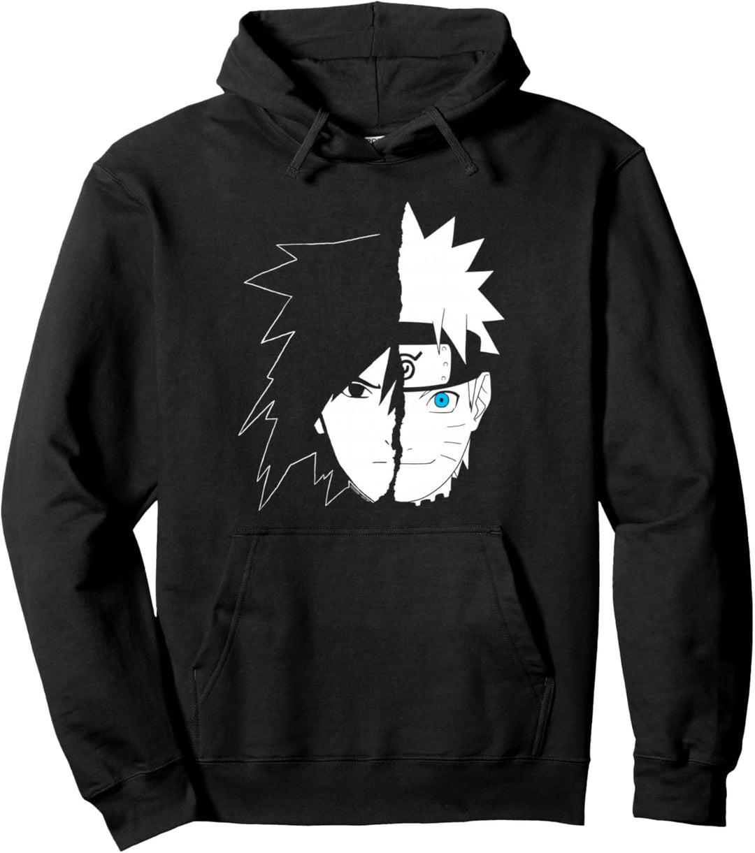 Naruto Shippuden Naruto Sasuke Split Face Pullover Hoodie