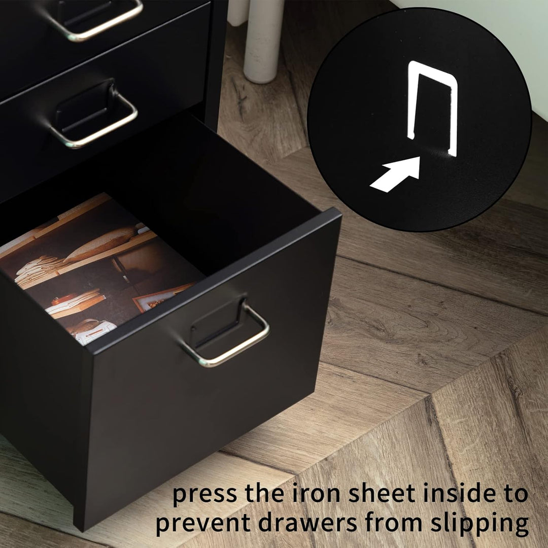 HollyHOME Mobiler Aktenschrank mit 3 Schubladen, rollbarer Aktenordner unter dem Schreibtisch, Aufbe