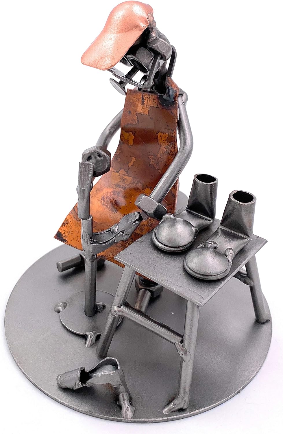STEEMO Schraubenmännchen Schuster Handwerker-Geschenk Metall-Deko 12x12x14 cm