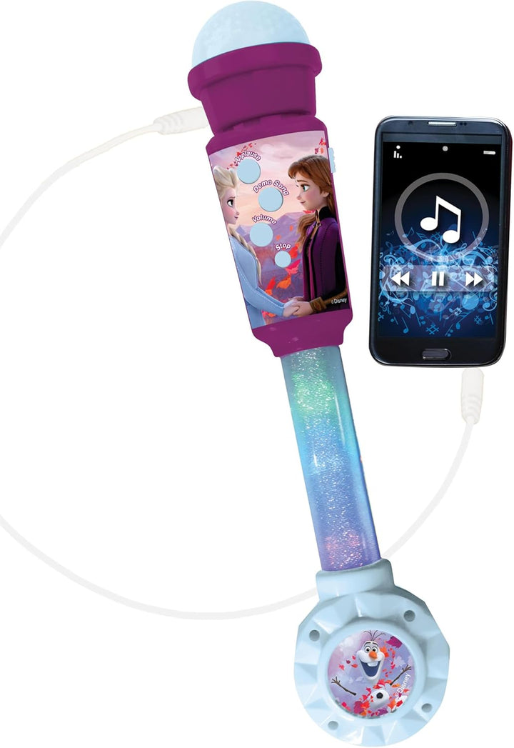 Lexibook Frozen Die Eiskönigin Aufleuchtendes Mikrofon für Kinder, musikalisches Spiel, integrierte