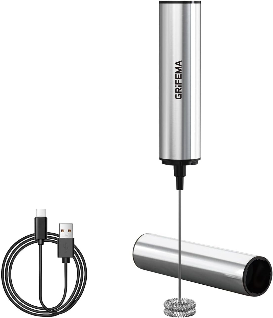 GRIFEMA Milchaufschäumer Stab Elektrisch, Tragbar Milk Frother Aufladbar, 13000 U/min, handmilchaufs