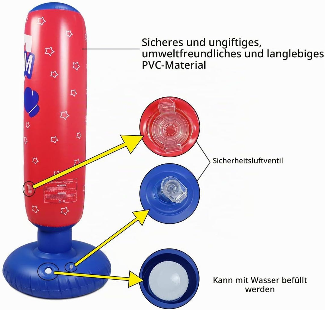 Schwerer Boxsack für Kinder Boxsack Standing Kickboxing Bag mit Stand Boxing Dummy aufblasbare Cool