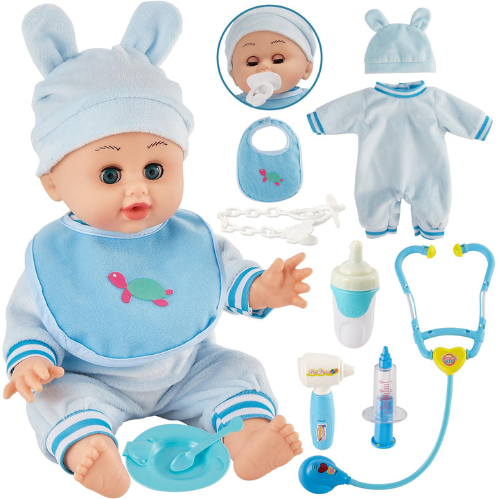 HERSITY Babypuppen Spielzeug mit 12 Ton, Sprechende Babypuppe Kinder Automatisches Öffnen und Schlie