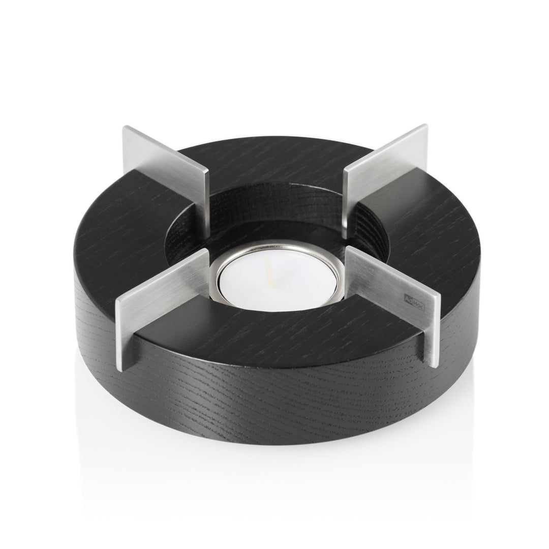 AdHoc TK54 Stövchen und Speisewärmer Tuto 14,5 cm | Eschenholz, Edelstahl Schwarz, Schwarz