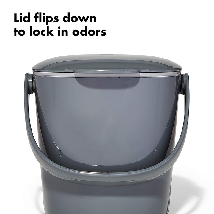 OXO Good Grips Komposteimer grau – geruchsdichter Abfalleimer für die Küche – 2,8 l 2.8L Anthrazit,