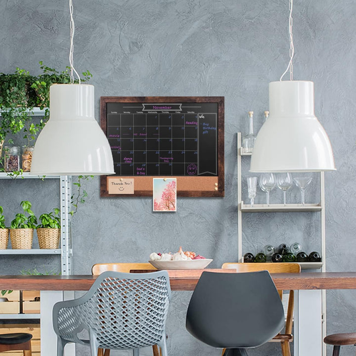 Okydoky Abwischbarem Kreidetafel-Kalender und Pinnwand, 33 cm x 43cm, Kombination aus trocken Black