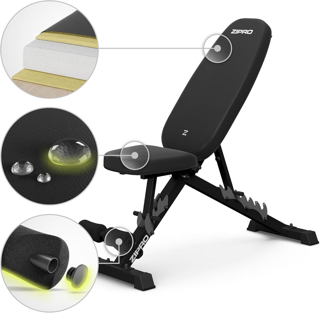 Zipro klappbare Trainingsbank, Bankdrücken, Fitnessbank, Multifunktion Sit up bank, Fitnessgeräte, F