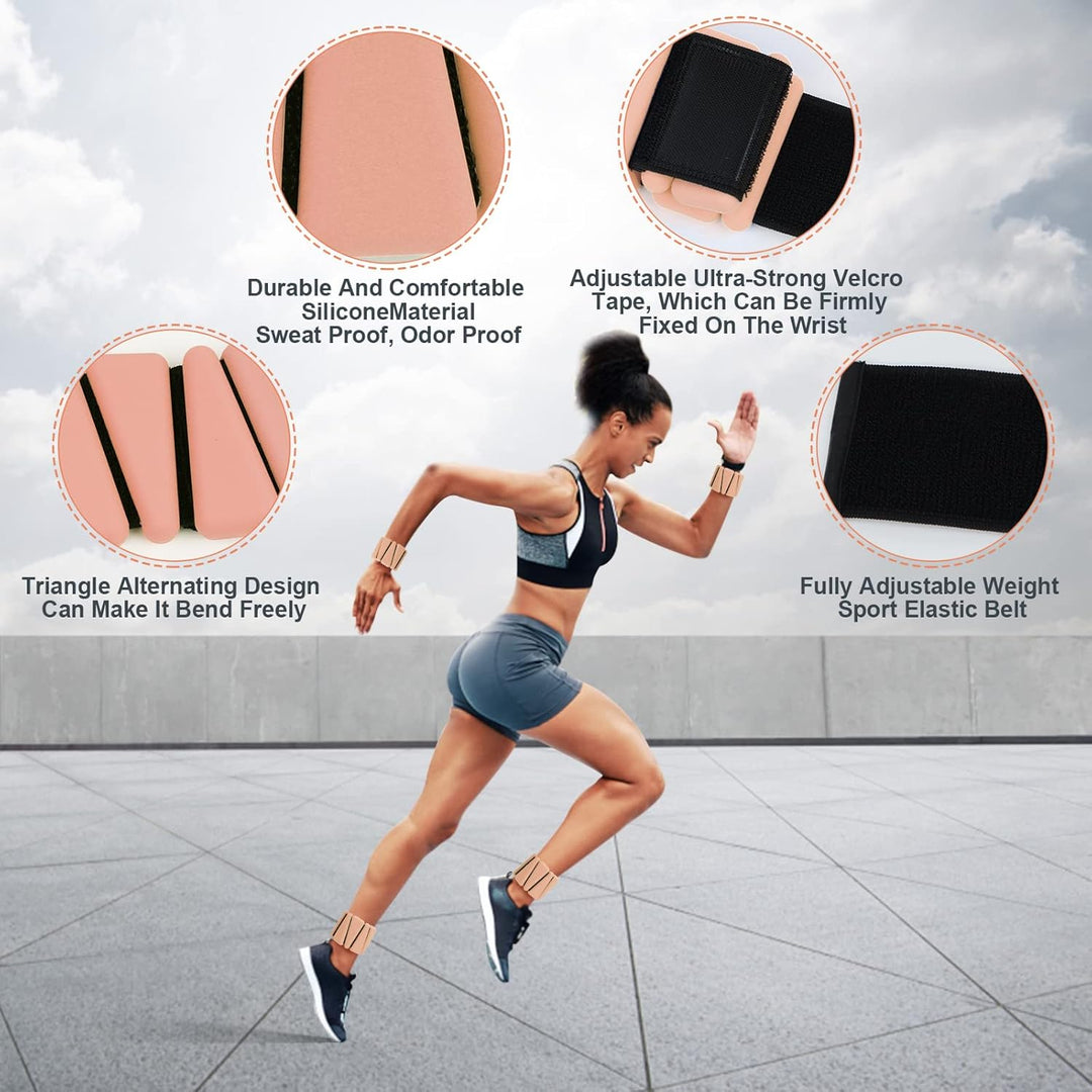 Handgelenkgewichte 2er Set, verstellbare Silikon-Workout-Gewichte für Frauen und Männer, tragbare Kn