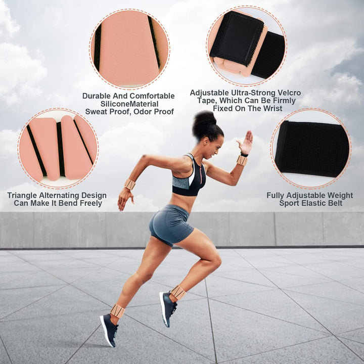 Handgelenkgewichte 2er Set, verstellbare Silikon-Workout-Gewichte für Frauen und Männer, tragbare Kn
