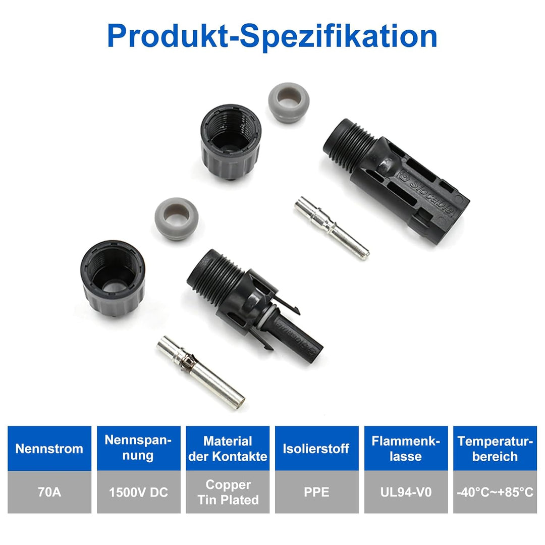 5Paare 10mm² Solar Stecker mit 2 Schraubenschlüsseln, Trisinger IP68 1500V PV Solarpanel Stecker, Vo