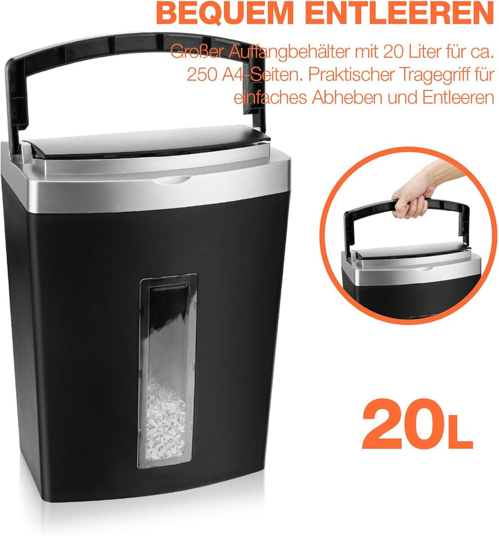 Peach Mikroschnitt Aktenvernichter - 90 Blatt - 20 Liter/250 DIN A4-3 x 10 mm Partikelgrösse (P-5) -
