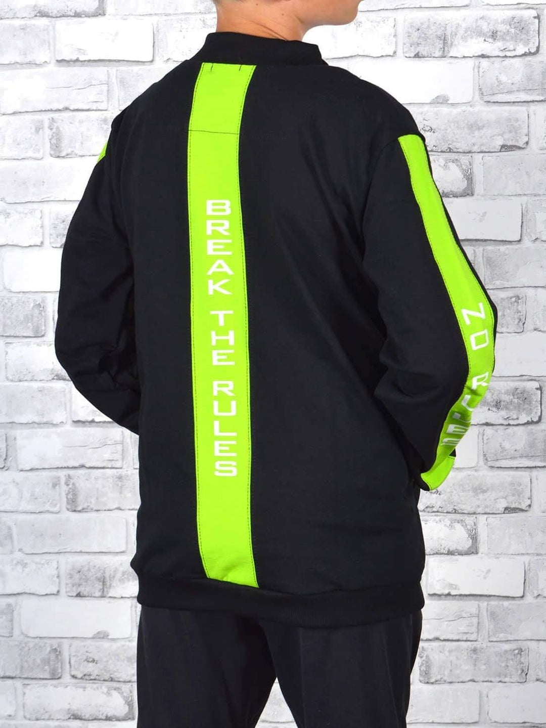 Jungen Kinder Hoodie Pullover Sweatjacke 30238, Schwarz-hellgrün