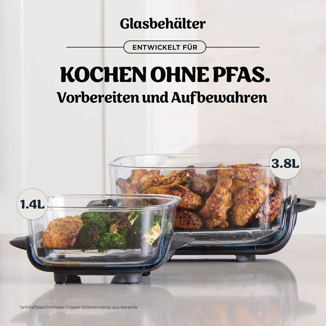 Ninja CRISPi Tragbare Heissluftfritteuse mit Tragetasche, 3,8 l & 1,4 l, 4-in-1: Heissluftfrittieren