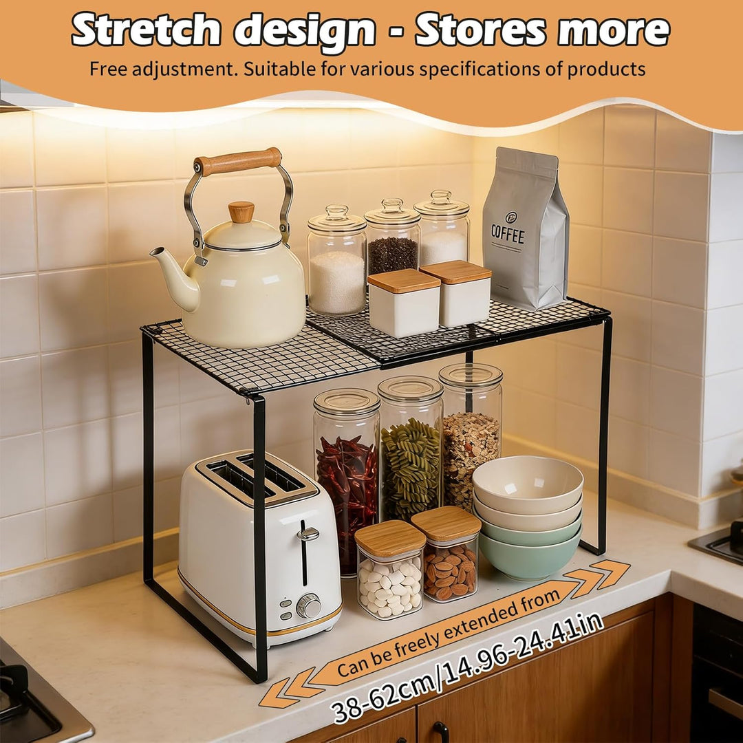 Erweiterbares Schrankregal, 38-62cm Erweiterbarer küchenregal organizer, Stark Regaleinsatz für küch