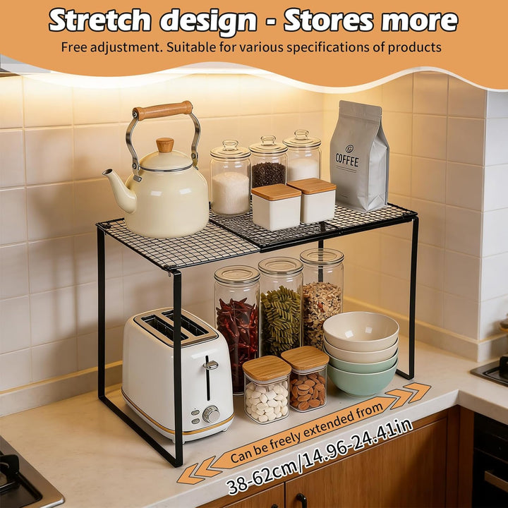 Erweiterbares Schrankregal, 38-62cm Erweiterbarer küchenregal organizer, Stark Regaleinsatz für küch
