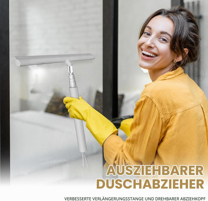 Duschabzieher Einstellbar 30-120cm, Duschabzieher Set mit Halterung, Silikon Abzieher Dusche, Dusche