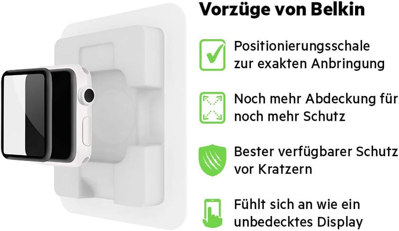 Belkin Screenforce UltraCurve Displayschutz (Apple Watch Series 2 / 3, 42 mm) 42 mm Serie 2 / 3, 42