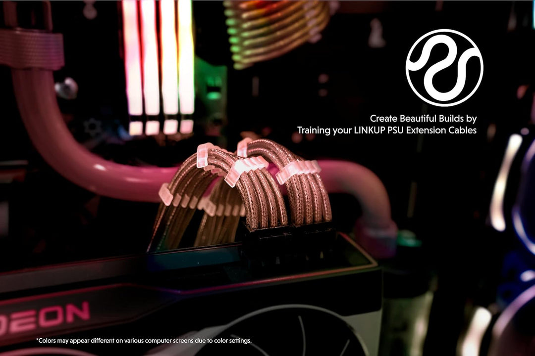 LINKUP - 30cm PSU Kabelverlängerung Ummantelt GPU Nach Mass PC Stromversorgung mit Kamm-Kit┃1x 24 P