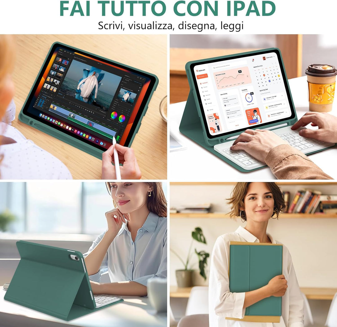 AVNICUD Tastatur für iPad 10 Generation 2022 10.9"/11 Generation 2025 A16 11 Zoll, Hülle mit Tastatu