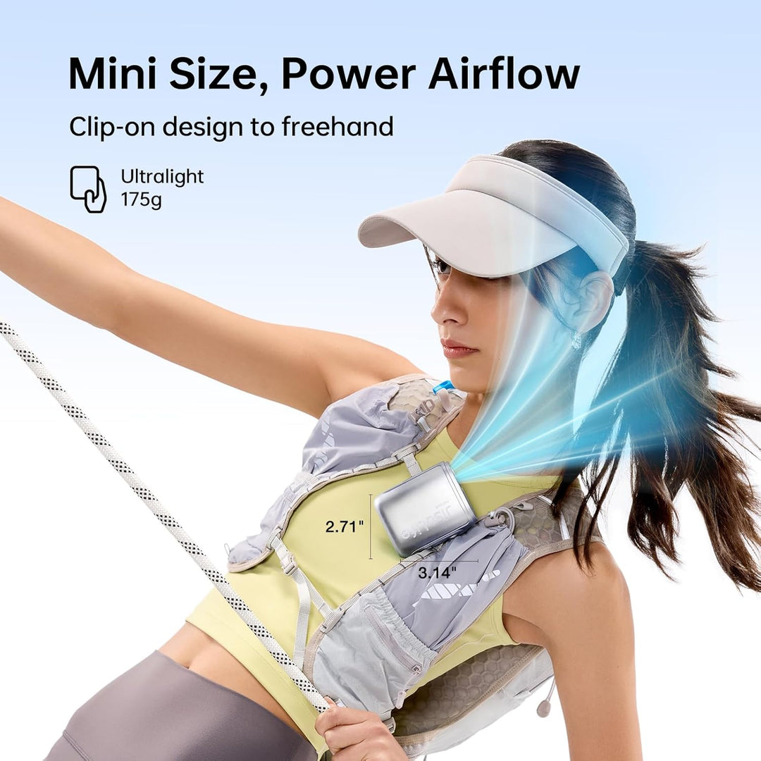 JISULIFE Nackenventilator, 100 Geschwindigkeiten, Mini-Tragbarer Hüftventilator, 16 Stunden, 4500mAh