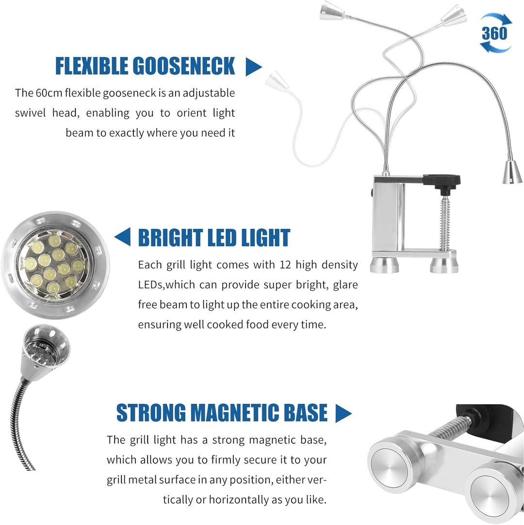 RUNQIN Grill Licht,Magnetischer 360° Flexibel Grilllampe Grillbeleuchtung LED zubehör Verstellbare O