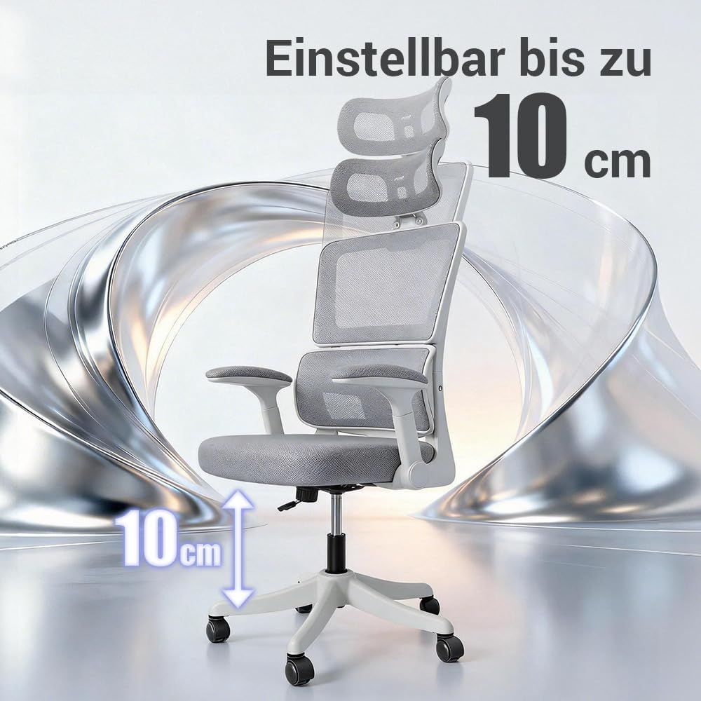 Ergonomischer Bürostuhl, Lendenwirbelstütze, höhenverstellbarer Chefsessel, Drehstuhl, Netzstuhl (Gr